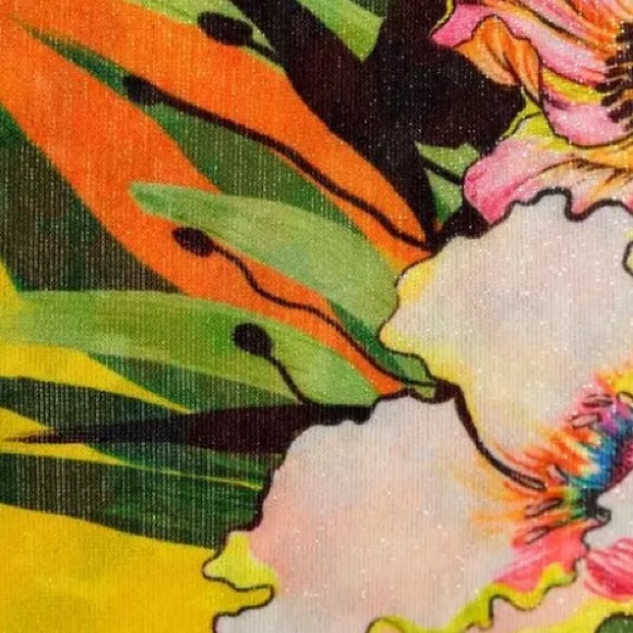 New Agua Bendita x Free People Praia Anya Lake Lg Yellow Floral Metallic 2Pc - Picture 5 of 17